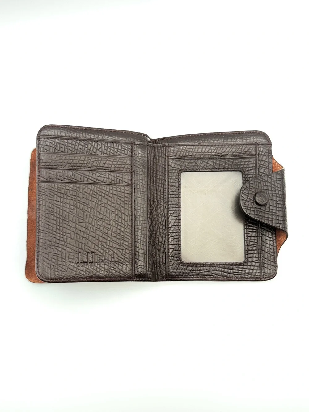 Dunhill Brown Textured Grained Leather Compact Strap Wallet